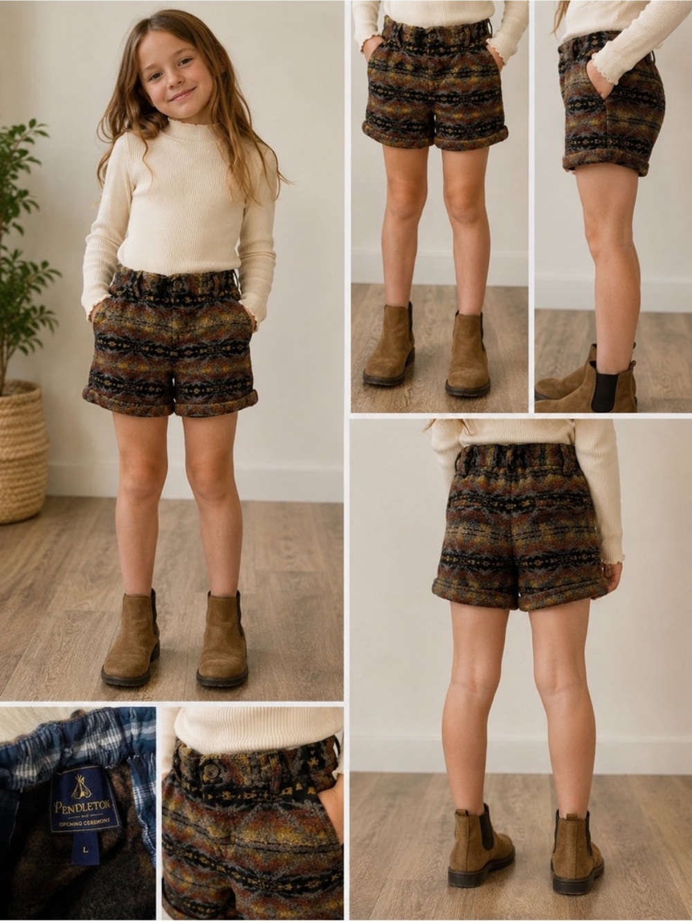 Rare Pendleton x Opening Ceremony Kids Wool Blend Southwestern Shorts Size L